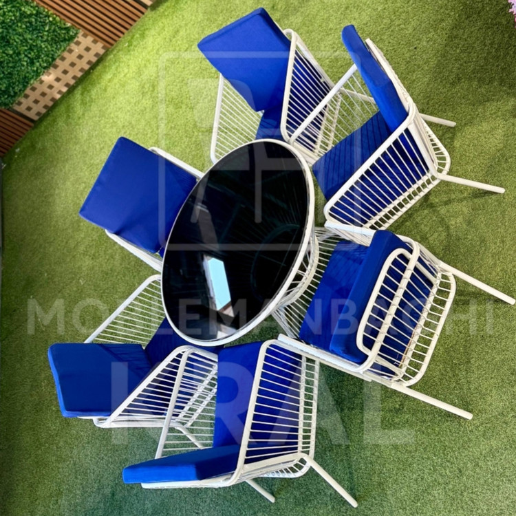 ست ناهارخوری باغی ۶ نفره آماتیس مربع نیمتنه فلزی
